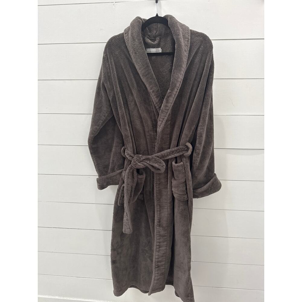 Restoration Hardware Unisex Graphite Belted Luxury Plush Bath Robe Lounge Cozy L